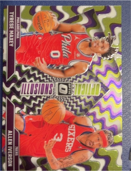 2024-25 Panini Donruss Optic #3 Optical Illusions Tyrese Maxey Allen Iverson — front