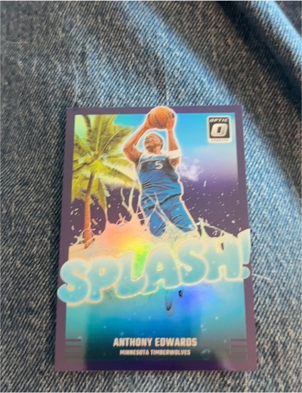 2024-25 Panini Donruss Optic #7 Anthony Edwards Splash! Purple Prizm — front