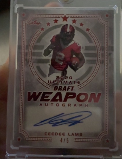 2020 Leaf Ultimate Draft #WA-CDL CeeDee Lamb Ultimate Weapon Autographs Platinum — front