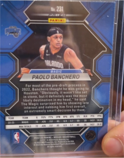 2022-23 Panini Mosaic #231 Paolo Banchero — front