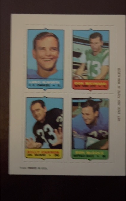1969 Topps 4-in-1 Football #4-in-1 — front