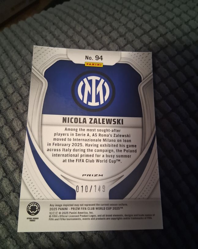 2025 Panini Prizm FIFA Club World Cup #94 Nicola Zalewski — front