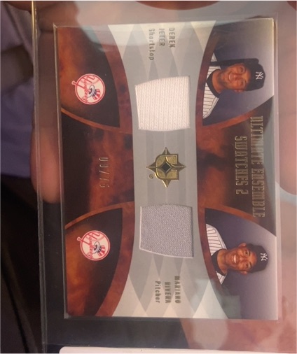 2007 Upper Deck Ultimate Collection Ultimate Ensemble Swatches 2 Derek Jeter Mariano Rivera #11/75 — front