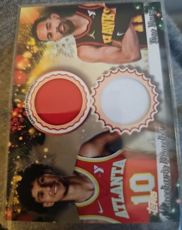 2025 Topps Holiday Dual Player Relic #DPR-TY Trae Young / Anfernee Simons — front
