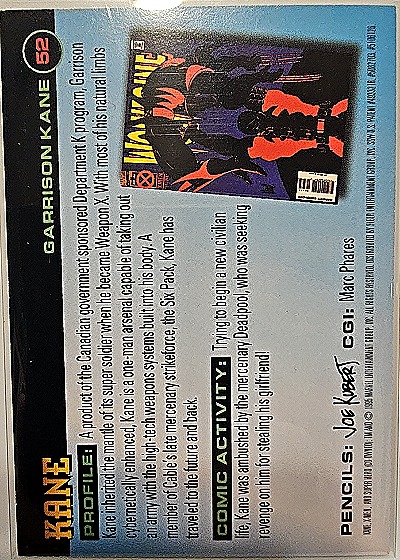 1996 Fleer X-Men #52 Kane — back