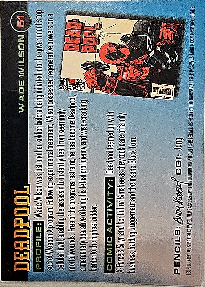1995 Fleer Ultra X-Men #51 Deadpool Super Hero — back