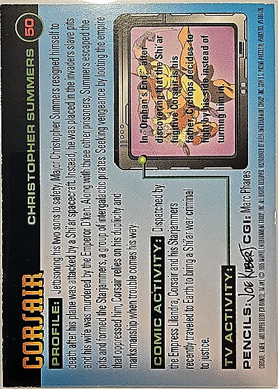 1996 Fleer X-Men #50 Corsair — back