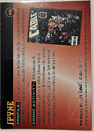 1996 Fleer X-Men #48 Spyne — back