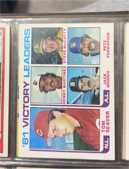 1982 Topps #165 '81 Victory Leaders Tom Seaver Denny Martinez Steve McCatty Jack Morris Pete Vuckovich — front