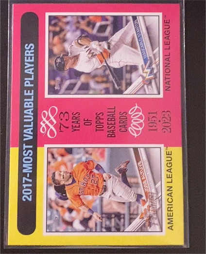 2024 Topps Heritage #210 2017 MVPs (Jose Altuve / Giancarlo Stanton) — front