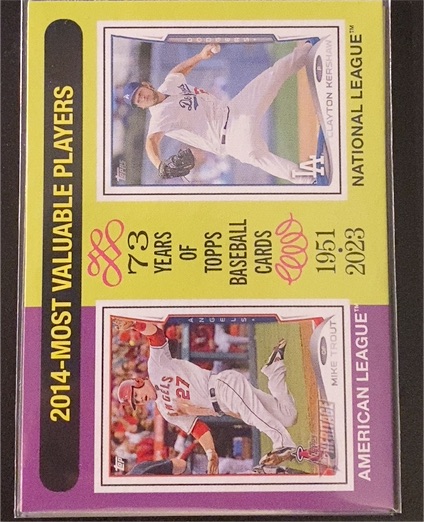 2024 Topps Heritage #207 2014 MVPs (Mike Trout / Clayton Kershaw) — front