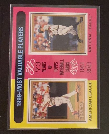 2024 Topps Heritage #201 1999 MVPs Ivan Rodriguez / Chipper Jones — front