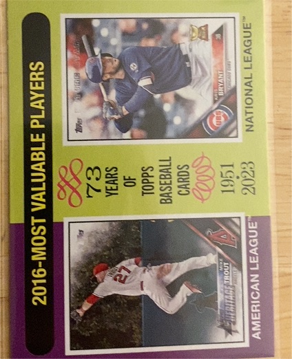 2024 Topps Heritage #209 2016 MVPs (Mike Trout / Kris Bryant) — front