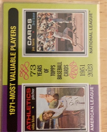 2024 Topps Heritage #193 1971 MVPs Vida Blue / Joe Torre — front