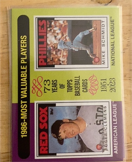 2024 Topps Heritage #197 1986 MVPs (Roger Clemens / Mike Schmidt) — front