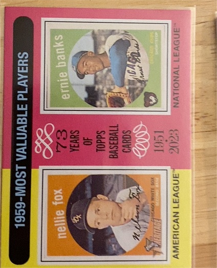 2024 Topps Heritage #191 1959 MVPs (Nellie Fox / Ernie Banks) — front