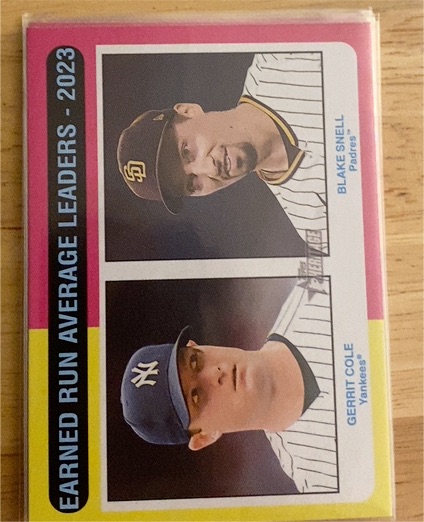 2024 Topps Heritage #311 Earned Run Average Leaders - 2023 Gerrit Cole / Blake Snell — front