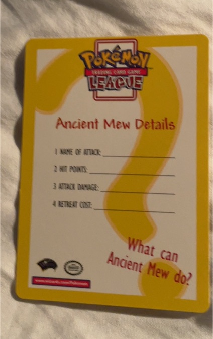 2000 Pokémon League Ancient Mew Details #AMED — front