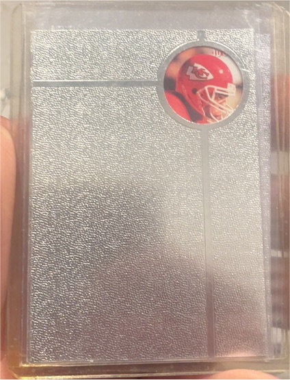 Unknown Kansas City Chiefs Football Card Silver Textured Front with Helmet Circle — front