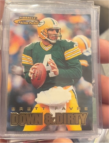1997 Pinnacle Action Packed #111 Brett Favre Down & Dirty — front