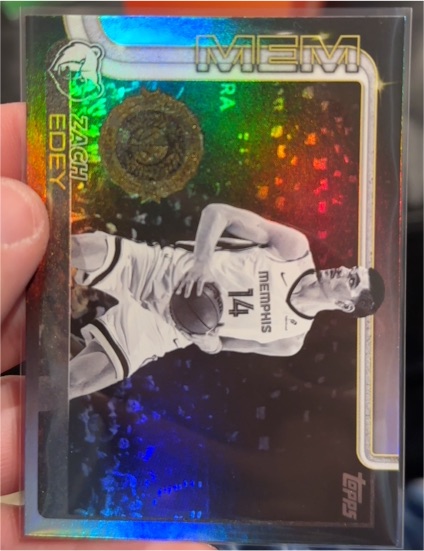 2025-26 Topps #186 Zach Edey Memphis Grizzlies Blackout Parallel — front