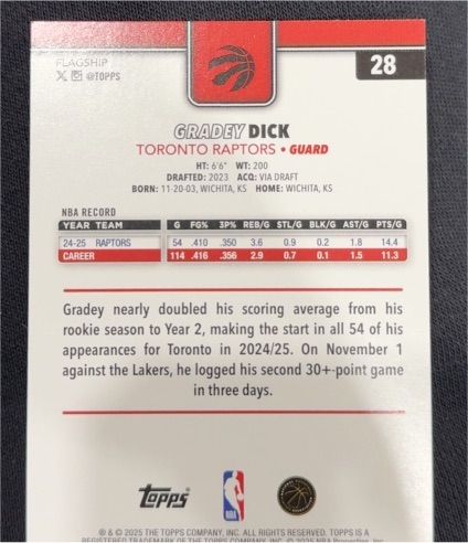 2025-26 Topps #28 Gradey Dick — front