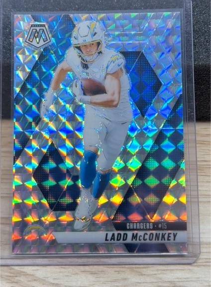 2025 Panini Mosaic Red Camo Ladd McConkey — front