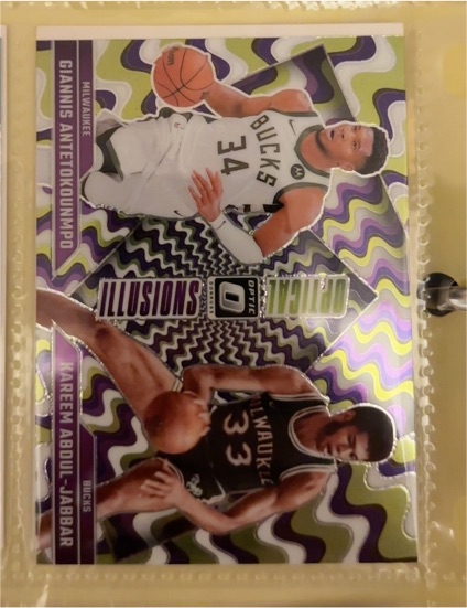 2024-25 Panini Donruss Optic #4 Giannis Antetokounmpo/Kareem Abdul-Jabbar Optical Illusions — front