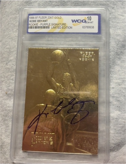 1996-97 Fleer 23KT Gold #Kobe Bryant Rookie Purple Signature — front
