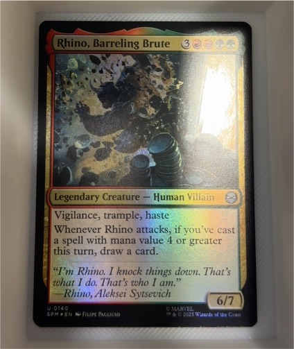 2025 Magic: The Gathering Marvel's Spider-Man #140 Rhino, Barreling Brute — front