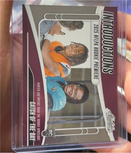 2025 Panini Absolute #I-THR Travis Hunter/Pat Bryant Catch of the Day Introductions — front