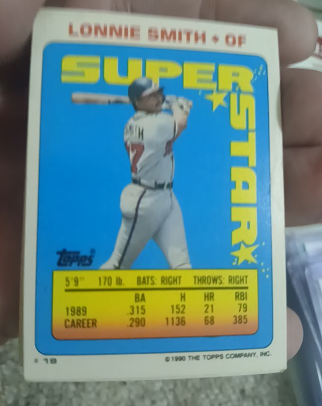 1990 Topps Sticker #19 Lonnie Smith Super Star — front