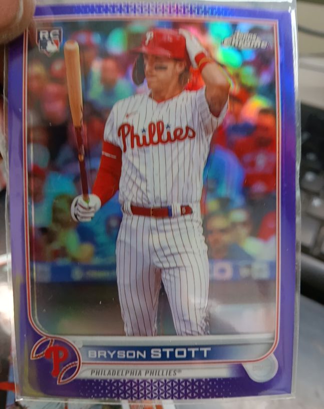 2022 Topps Chrome Update #USC154 Bryson Stott Purple Refractor Rookie — front