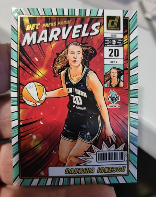 2025 Donruss WNBA #7 Sabrina Ionescu Net Marvels Press Proof — front