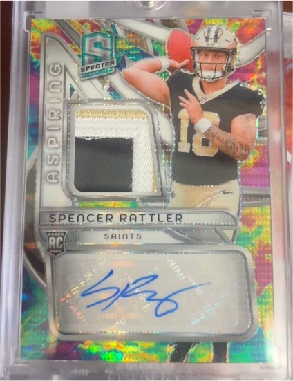 2024 Panini Spectra #APA-SRR Spencer Rattler Aspiring Patch Rookie Patch Autograph — front