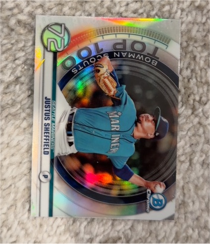 2020 Bowman Chrome Bowman Scouts Top 100 #BTP-72 Justus Sheffield — front