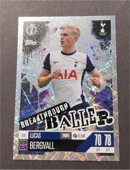 2024 Topps Match Attax Champions League Extra #194 Lucas Bergvall Breakthrough Baller — front