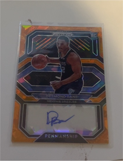 2020-21 Panini Prizm Penmanship Orange Ice Prizm #PE-DBA Desmond Bane — front