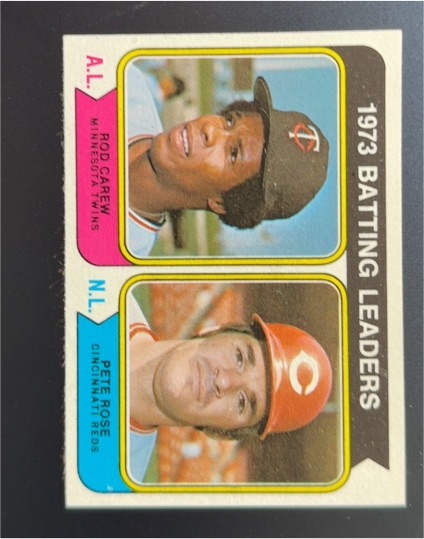 1974 Topps #201 League Leaders Rod Carew, Pete Rose — front
