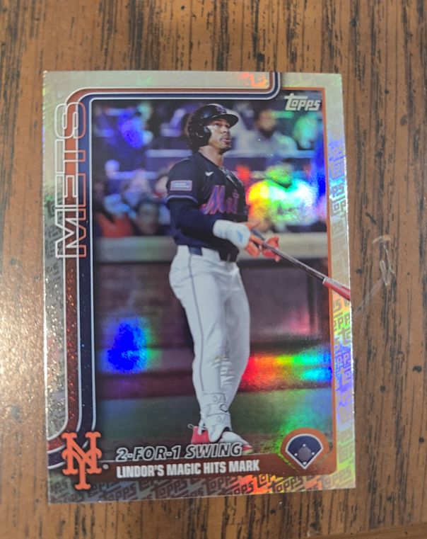 2025 Topps Update #US290 Francisco Lindor 2-For-1 Swing — front