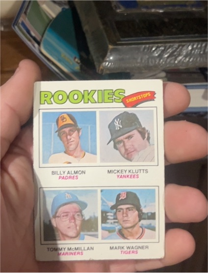 1977 Topps #474 Billy Almon / Mickey Klutts / Tommy McMillan / Mark Wagner — front