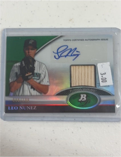2011 Bowman Platinum #BAR-LN Leo Nunez Autograph Relic — front