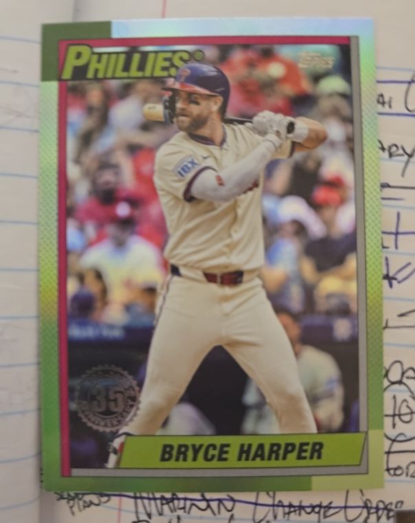 2025 Topps Update #U90-15 Bryce Harper 1990 Topps Baseball 35th Anniversary — front