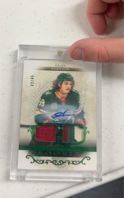 2021-22 Upper Deck Artifacts #RC Calen Addison Rookie Dual Jersey Auto — front