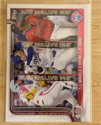 2025 Topps Series 1 #347 National League Batting Average Leaders Luis Arraez, Shohei Ohtani, Marcell Ozuna — front