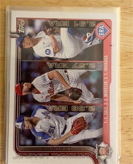 2025 Topps #272 National League Leaders ERA Chris Sale, Zack Wheeler, Shota Imanaga — front