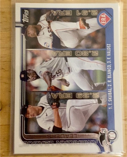 2025 Topps #5 American League Leaders ERA (Tarik Skubal / Ronel Blanco / Framber Valdez) — front