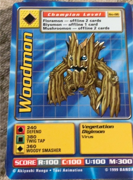 1999 Bandai Digimon #BO-86 Woodmon — front