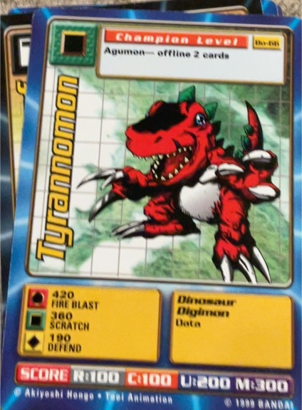 1999 Bandai Digimon #Bo-66 Tyrannomon — front