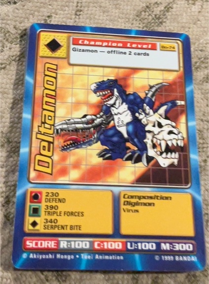 1999 Bandai Digimon #Bo-74 Deltamon — front